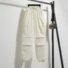 Foto Real de Pantalones de Trabajo de Nuevo Estilo para Mujer de Principios de Primavera y Verano con Bolsillos Grandes, Pantalones de Pierna Ancha Estilo Americano, Corte Holgado, Tallas Grandes, Pantalones Cónicos para Mujer