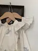 Jennybebe Verão Novo Estilo Coreano Ins Roupas de Irmã para Bebês Macacão Vestido Bordado de Alta Qualidade com Mangas Curtas Volantes