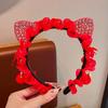 2025 Nueva Banda para el Cabello Infantil Niñas Rojo Año Nuevo Tocado Bebé Princesa Elegante Pinza para el Cabello Banda para el Cabello Accesorios para el Cabello de Niñas