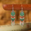 Pendientes vintage con borlas de plumas distintivas para mujer, diseño bohemio turquesa, estilo étnico, modernos.