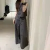 Conjunto Elegante de Chaleco y Falda de Pierna Ancha para Mujer, Estilo Nuevo Verano 2026, con Bolsillos Irregulares y Puntadas de Línea