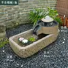 Patio Exterior Rectangular de Piedra Artificial Canaleta Tanque Grande para Peces Piscina de Cultivo de Peces Antigua Adornos de Jardín Diseño de Paisajismo