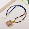 Nuevo Pequeño Thangka de Estilo Chino Estilo Xizang Dios de la Riqueza de Cinco Vías Cadena de Cuentas Cadena para Clavícula Retro Lapis Lázuli Collar Colgante Cuerda
