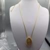 Qingdao Joyería Nuevo Colgante de Cristal de Té Ovalado Collar Cadena de Suéter Ajustable Lujo Ligero Diseño de Nicho Sensación de Alta Gama para Mujeres