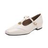 2025 Nuevos Mocasines Camelia Retro Tacón Grueso Zapatos de Mujer Estilo Británico Mary Jane Zapatos de Mujer Zapatos Individuales Zapatos de Cuero Pequeños