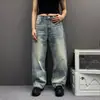 Jeans Rectos Lavados y Desgastados con Degradado para Hombres y Mujeres 2026 Nueva Marca Trendy Retro Americana Pantalones Anchos Sueltos Pantalones Largos