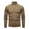 Suéter Masculino de Gola Alta Outono e Inverno Mais Veludo Engrossado Quente Malha de Lã Moda Jovem Tendência Camada Base de Tricô