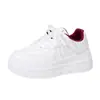 Tênis brancos de sola grossa, que alongam as pernas, versáteis, respiráveis, tênis de cadarço para o dia a dia, estilo minimalista, sapatos baixos femininos para o trajeto