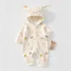 Roupa de Bebê com Capuz Roupa de Bebê com Zíper Composto Macacão Outono Inverno Roupa para Engatinhar Macacão à Prova de Vento Infantil com Capuz