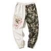 Novedad Primavera 2022 Pantalones de Algodón y Cáñamo para Hombre Estilo Chino Moda Bordado Dragón Plateado Personalidad Retro Ropa de Trabajo Pantalones Casuales para Hombre