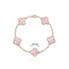 Pulsera de Calcedonia Morada Natural de Cinco Flores [Versión Alta Dorada V Chapado Grueso en Oro] Pulsera de Trébol de Cuatro Hojas de 18 Quilates para Mujer, Artesanía Exquisita
