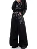 Jeans de pierna ancha con estampado creativo de espada en tonos oscuros para hombre y mujer, diseño de alta costura, pantalones largos holgados únicos, estilo hip-hop