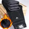Pantalones Largos de Mezclilla Cálidos, Estilo Otoño e Invierno 2024, Forrados de Felpa y Engrosados, Holgados de Pierna Recta Elásticos para Hombre, Negocios Casual Juvenil