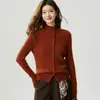 Nueva colección de otoño e invierno: Cárdigan 100% cachemir con cuello semi alto, suave y cómodo, color liso, trenzado pequeño, prenda exterior de punto holgada para mujer