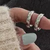 Anillo de Diamantes Pequeños Microincrustados Estilo Japonés-Coreano para Mujer Estilo Frío Ins Nicho Lujo Ligero Sentido de Alta Gama Anillo Abierto Ajustable