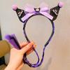 Diadema de peluca Kulomi para niñas, diadema de Sanrio para el cabello, diadema de princesa para bebés, banda para el cabello con correa de corona