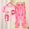 Pijama de verão para meninos e crianças, fino, manga curta, calça, conjunto de desenho animado, roupas de casa para crianças maiores, meninos e meninas, atacado transfronteiriço