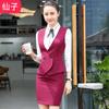 Chaleco slim de primavera para mujer conjunto de chalecos profesionales de negocios coreanos vestido para entrevista de recepcionista de hotel cuello blanco venta al por mayor