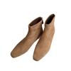 Botines Retro Cuadrados de Gama Alta Franceses para Mujer Otoño e Invierno 2025 Botines Individuales Tacón Grueso Botines Estilizados Botines Pequeños de Gamuza para Tobillo