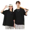 Camiseta de Manga Corta de Algodón Puro de Peso Pesado Multicolor Nueva para Mujer, Top Holgado de Cuello Redondo, Camiseta Básica Unisex, Camiseta Versátil Adelgazante