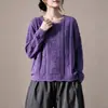 Colección Otoño 2026: Suéter Redondo Hueco Retro para Mujer, Estilo Holgado y Relajado, Suéter de Punto Artístico MHT