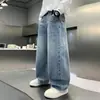 Roupas de Primavera para Meninos Jeans 2026 Nova Marca Tendência Calças Reta para Crianças Largas Médias e Grandes Calças Longas Casuais Estilo de Rua