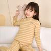 Conjunto de Roupa Íntima Yingbron Outono e Inverno para Meninas com Gola Média Acolchoada Espessa Roupas de Outono Espessas Calças de Outono Roupas de Casa Pijama Quente