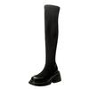 Botas Skinny de Gamuza Elásticas para Mujer Otoño e Invierno 2024 Nuevo Estilo Botas para Baja Estatura Aumentadas Botas Largas Plataforma de Suela Gruesa Botas hasta la Rodilla
