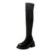 Populares botas de caña alta ajustadas con plataforma para mujer, botas largas de primavera y otoño, nuevas botas largas de ante por encima de la rodilla para mujer Otoño 2026