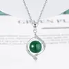 Collar con Colgante de Zirconia Imitación Jade Estilo Étnico Hanfu para Mujer, Accesorio de Cadena para Clavícula