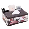 Caja de pañuelos de cuero en stock, Almacenamiento simple de escritorio con múltiples compartimentos, Adecuada para organizar artículos pequeños en la sala de estar, la oficina o el coche