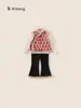 Roupas Infantis Youbao Kidsren, Roupa de Cumprimentos de Ano Novo para Meninas, Conjunto de Roupa Infantil, Camiseta Básica, Colete de Pelo e Calça Boca de Sino de Veludo, Conjunto de Três Peças para Bebê