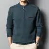 Suéter grueso cálido de invierno para hombre con media cremallera y cuello alto al por mayor, suéter de punto básico para hombre de mediana edad