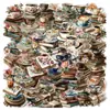Colección Pegatinas transparentes de PET multiestilo, un juego completo de lindas pegatinas decorativas retro artísticas de dibujos animados para DIY, al por mayor