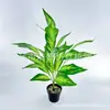 Folha de Zebra com 26 Folhas, Folha de Tigre, Clorofito, Parede de Plantas Verdes de Fundo para Shopping Center, Flor Artificial, Nova Folha de Samambaia de Borracha de Bonsai