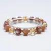 Polvo y EsplendorPulsera de Polvo de Cristal Natural Lepidolita para Mujer, Pulsera Versátil de Moda Casual al por Mayor