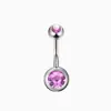 Joyas para Piercing de Ombligo de Aleación de Titanio F136 / Acero Inoxidable Transfronterizas En Stock Anillo para Ombligo de Doble Diamante En Stock Adorno para Ombligo