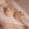 Pendientes de Botón Geométricos de Imitación Perla Retro con Diamantes, Estilo Francés de Moda, Lujo Ligero, Estilo Nicho, Pendientes de Alta Gama para Mujer