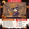 Decoraciones de Halloween: sombrero de mago, gato fantasma, murciélago, pegatinas electrostáticas para puertas y ventanas de vidrio, telaraña, caldero
