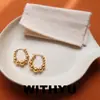 Brincos de aço inoxidável, argolas com contas redondas, fechos redondos, brincos simples em forma de ovo, brincos de pino dourados torcidos, Amazon Europeia e Americana