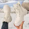 Comercio Electrónico Transfronterizo Tallas Grandes Botas Martin de Caña Alta 2026 Nuevo Estilo Invierno para Mujer Forradas de Borrego Engrosadas Cálidas Cremallera Lateral Botines