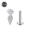 Pendientes de Titanio F136 Cuadrado Pequeño Diamante Gato Mariposa Daga Rosca Interna Clavo para Hélix Labio Joyería para Piercing Corporal 0.9