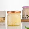 Botella dispensadora de nido de pájaro con patrón vertical personalizado 100 ml Boca grande Botella de vidrio para guisos frescos Botella sellada para miel Resistente a altas temperaturas y se puede cocinar al vapor