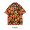 Calavera Floral Talla Grande Vintage Manga Corta Cuello Cubano Estilo Hong Kong Camisa Floral Retro Japonés Unisex Tendencia Tailandesa Hawaiana