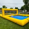 Parque aquático inflável de aventura para crianças, grande equipamento flutuante de diversão de aventura marinha, quadra de vôlei aquático inflável