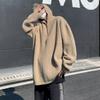 Suéter com capuz e meio zíper retrô de nicho masculino estilo coreano cor sólida oversized de alta qualidade casaco de suéter preguiçoso