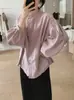 Camisa de cuello redondo con manga de farol para mujer, manga larga, nuevo estilo primavera y otoño 2026, top tipo blusa de muñeca, cárdigan único y elegante