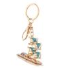 Llavero de Metal Color Vela Barco de Vela Exquisito Moda Diamante Colgante para Bolso Regalo Pequeño Creativo