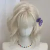Peluca Rosa para Mujer, Cabello Corto Rizado, Estilo Lolita, Rizos de Lana Dulces para el Día a Día, Doble Coleta Suave Estilo Japonés, Peluca Completa para Cabeza JK