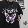 Ropa de Pareja Oscura Transfronteriza 2025 Verano Nuevo Trendy Ins Estampado de Mariposa Estudiante Camiseta Holgada de Manga Corta para Hombre y Mujer